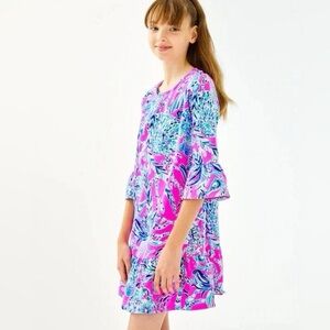 Lilly Pulitzer Girls Sorrento Dress L (8-10) “New Kids on the Dock" Print